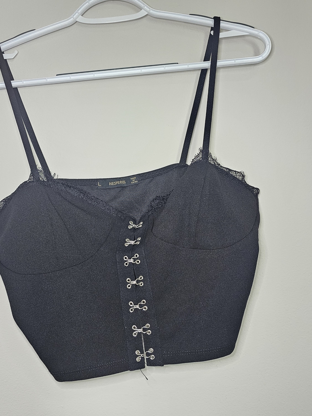 Hesperus Black Lace-Trim Crop Top